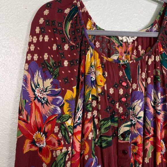 Gypsy Love Dress Women Large Floral Tiered Boho Summer Flowy Sundress Tie Waist - Picture 5 of 13